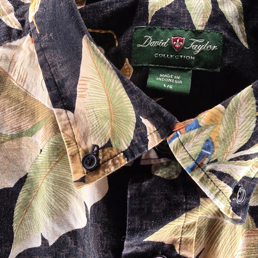 David Taylor Mens Tropical Lobster Cocktail Print Cotton Button Down Shirt Large - Picture 6 of 7